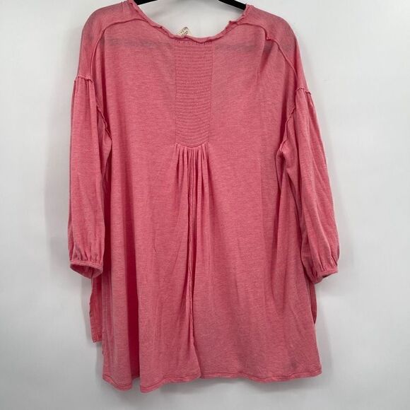 We The Free Women's Long Sleeve V-Neck Tasseled Necktie Flowy Pink Top Size S - Picture 6 of 7
